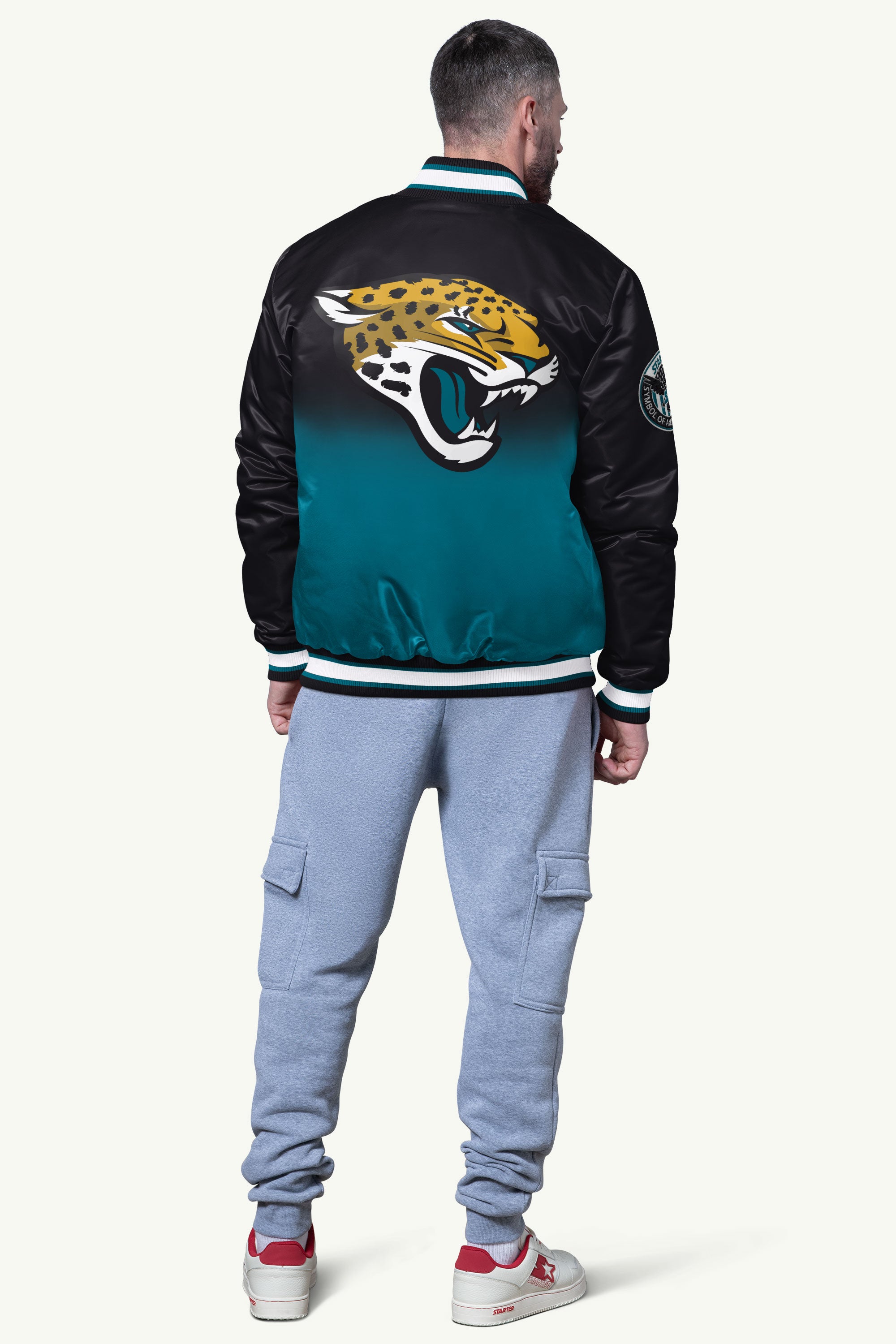 Mens Jacksonville Jaguars Pass Rush Satin Varsity Jackets | NFL