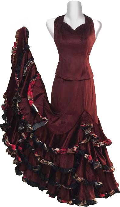 激安価格のオーダーメード・フラメンコ衣装、無地水玉柄のワンピース