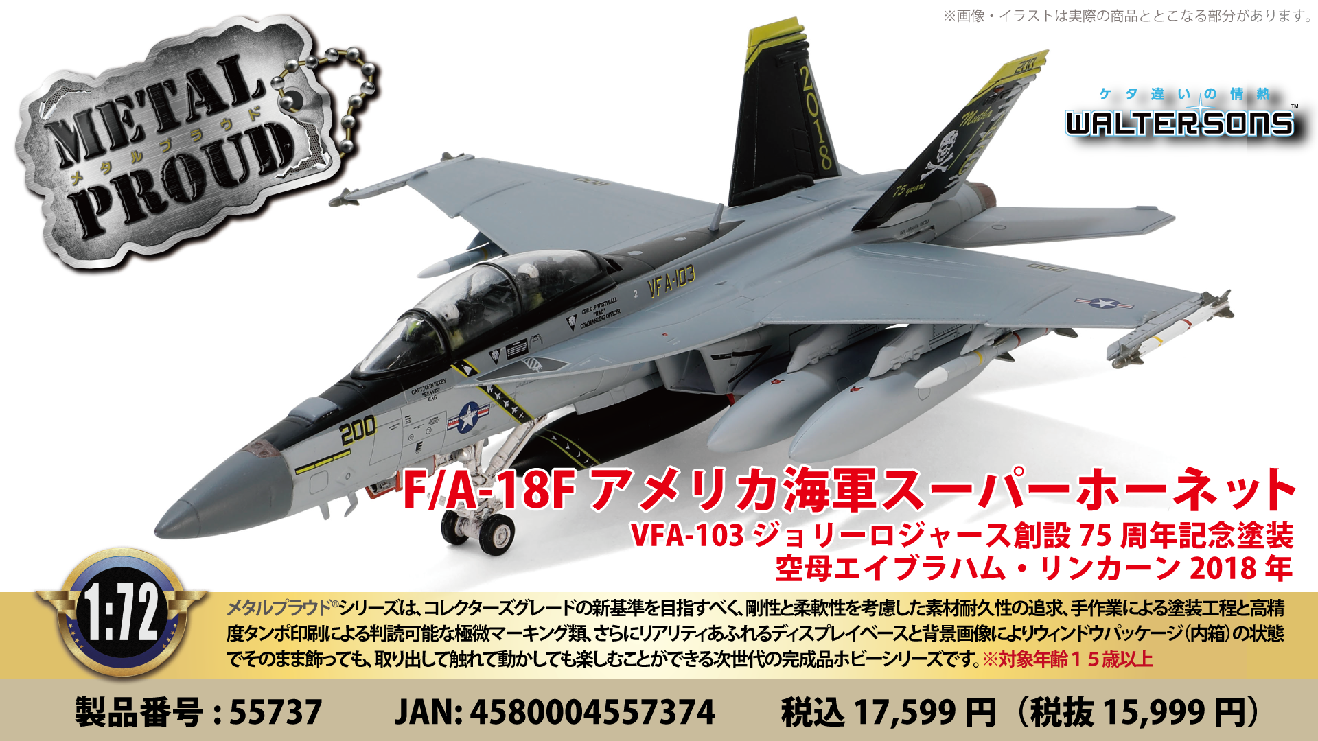 メタルプラウド完成品シリーズ：55737 1/72 F/A-18F アメリカ海軍