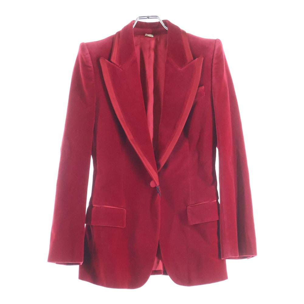 GUCCI(グッチ) ベルベット ピークドラペルシングルジャケット レッド