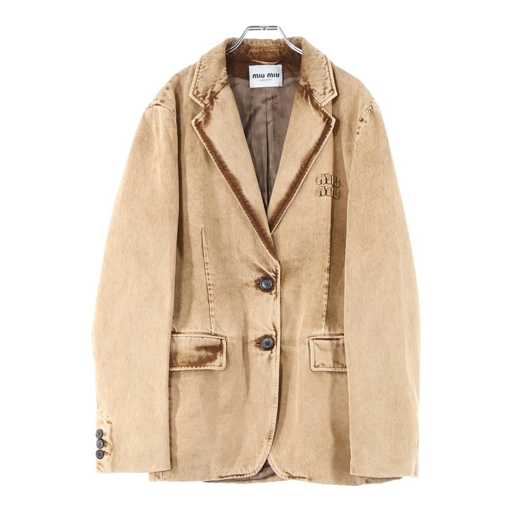 miumiu(ミュウミュウ) リーチ加工デニムテーラードジャケット ブラウン