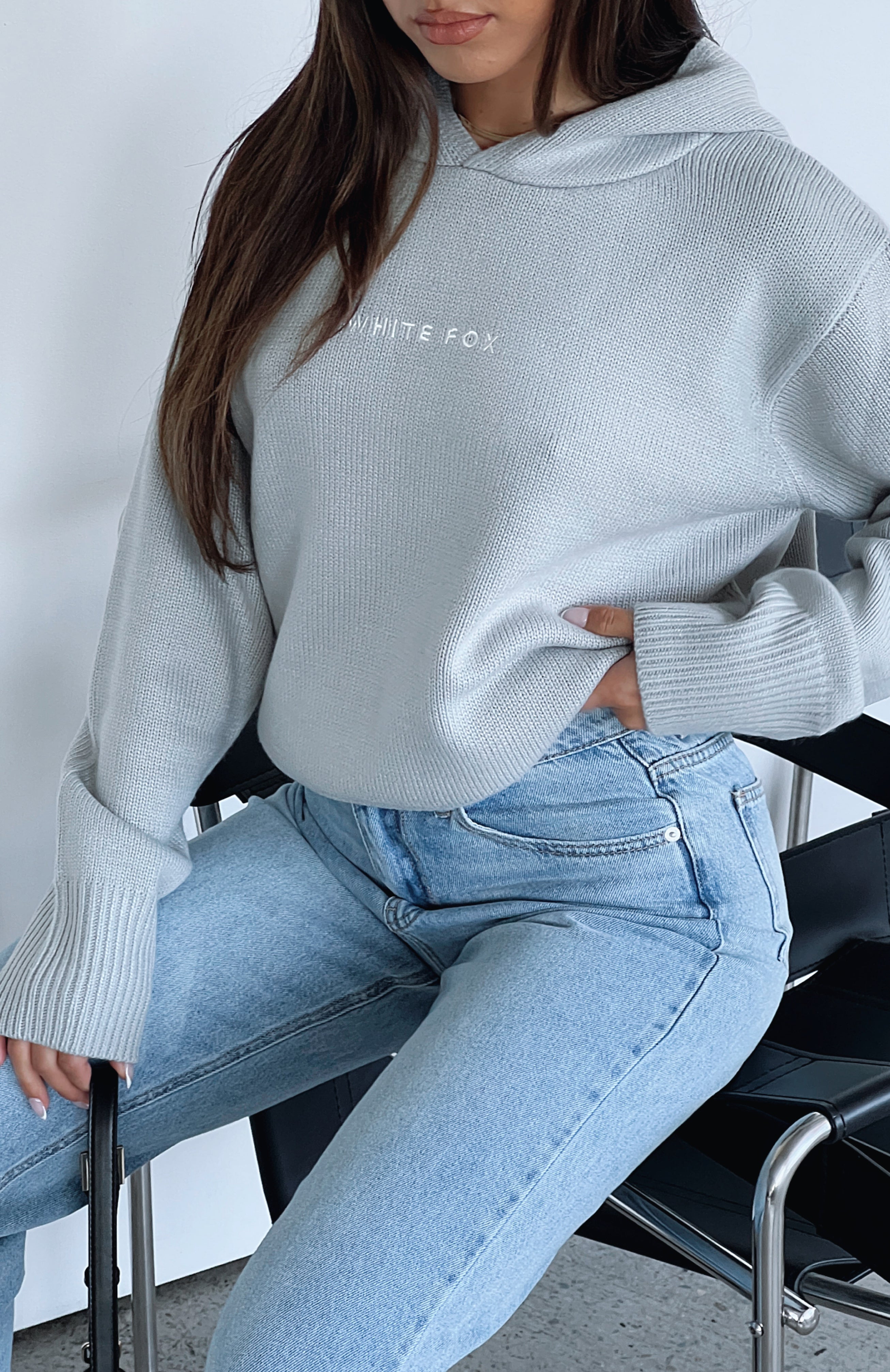 It's Cool Knit Hoodie Light Grey | White Fox Boutique US
