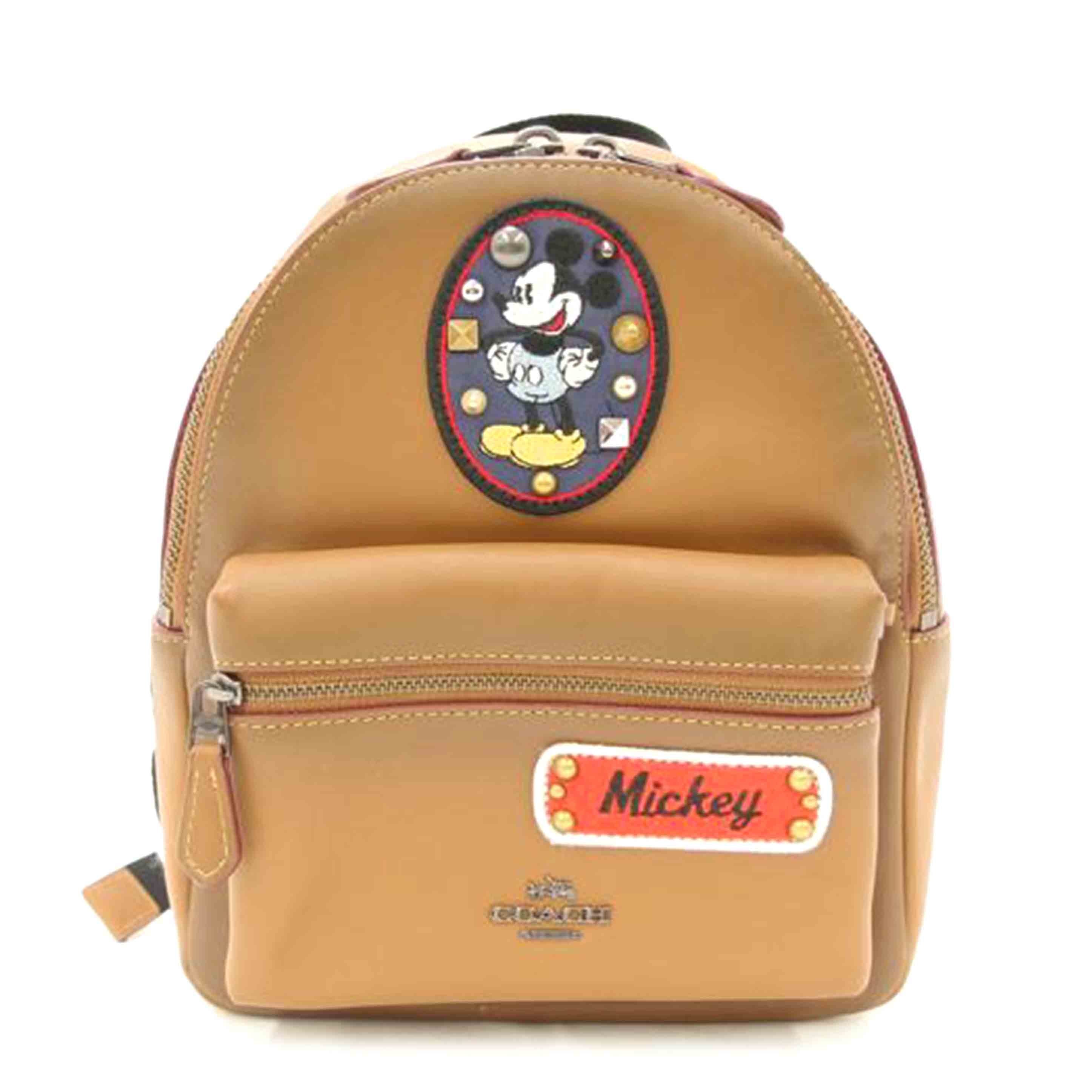 COACH コーチ リュック レザー スモール ミッキー レディース 茶