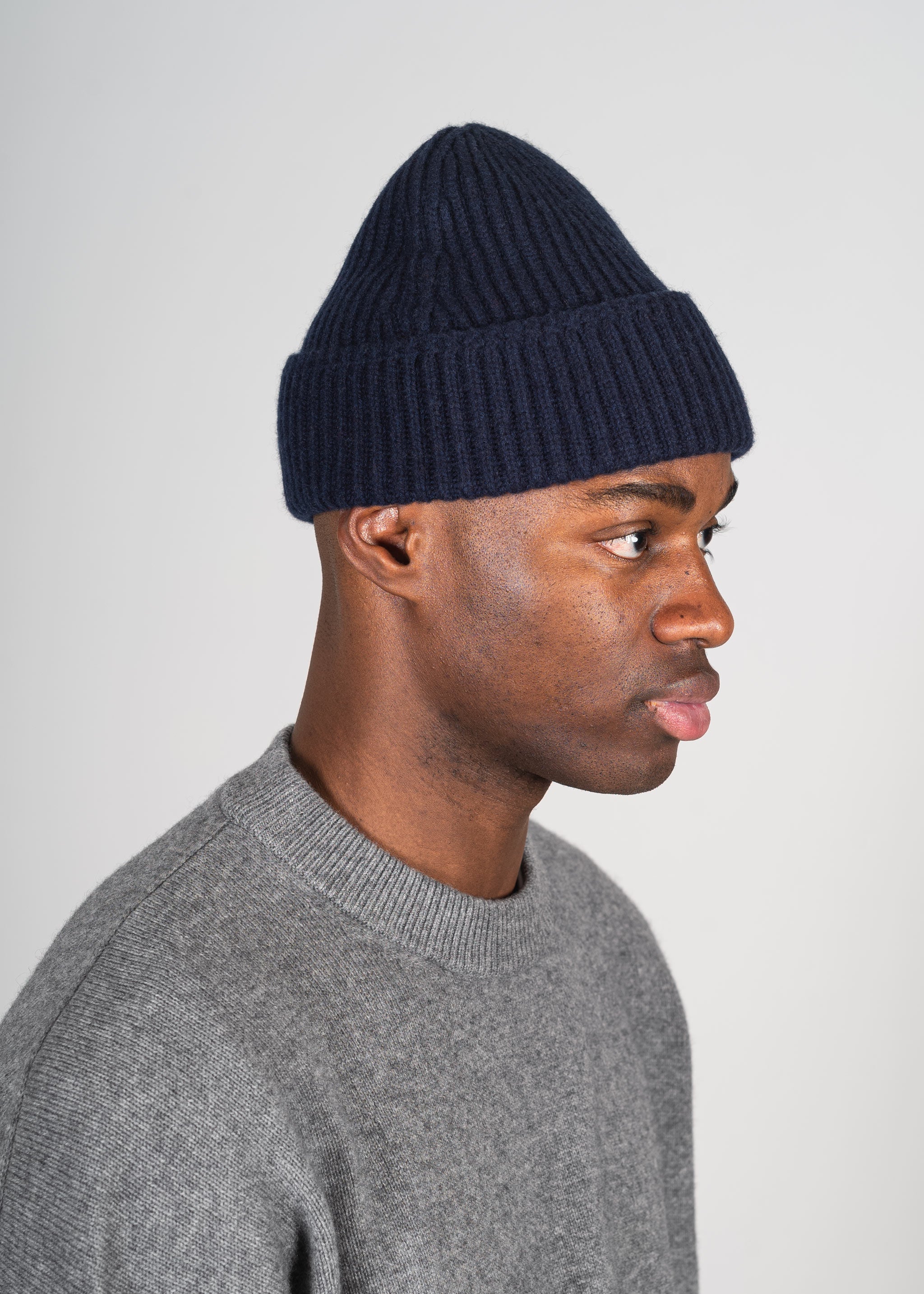 Cashmere Wool Beanie – Yacaia Y-0004 Navy (Unisex)