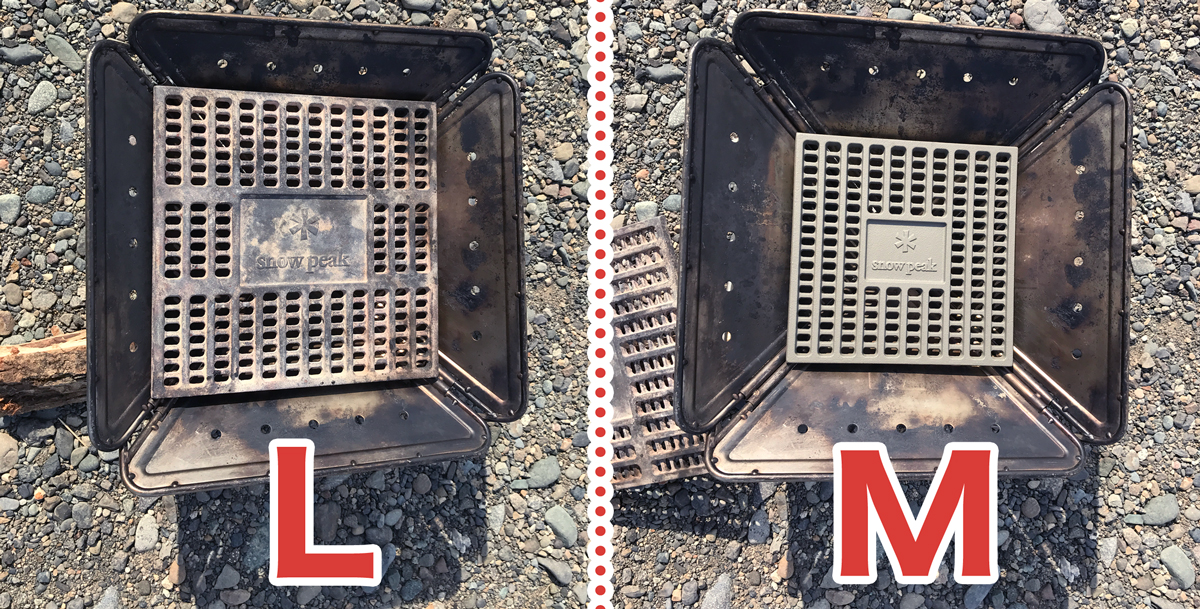 炭床proLサイズとMサイズを比較してみる-スノーピーク焚火台-