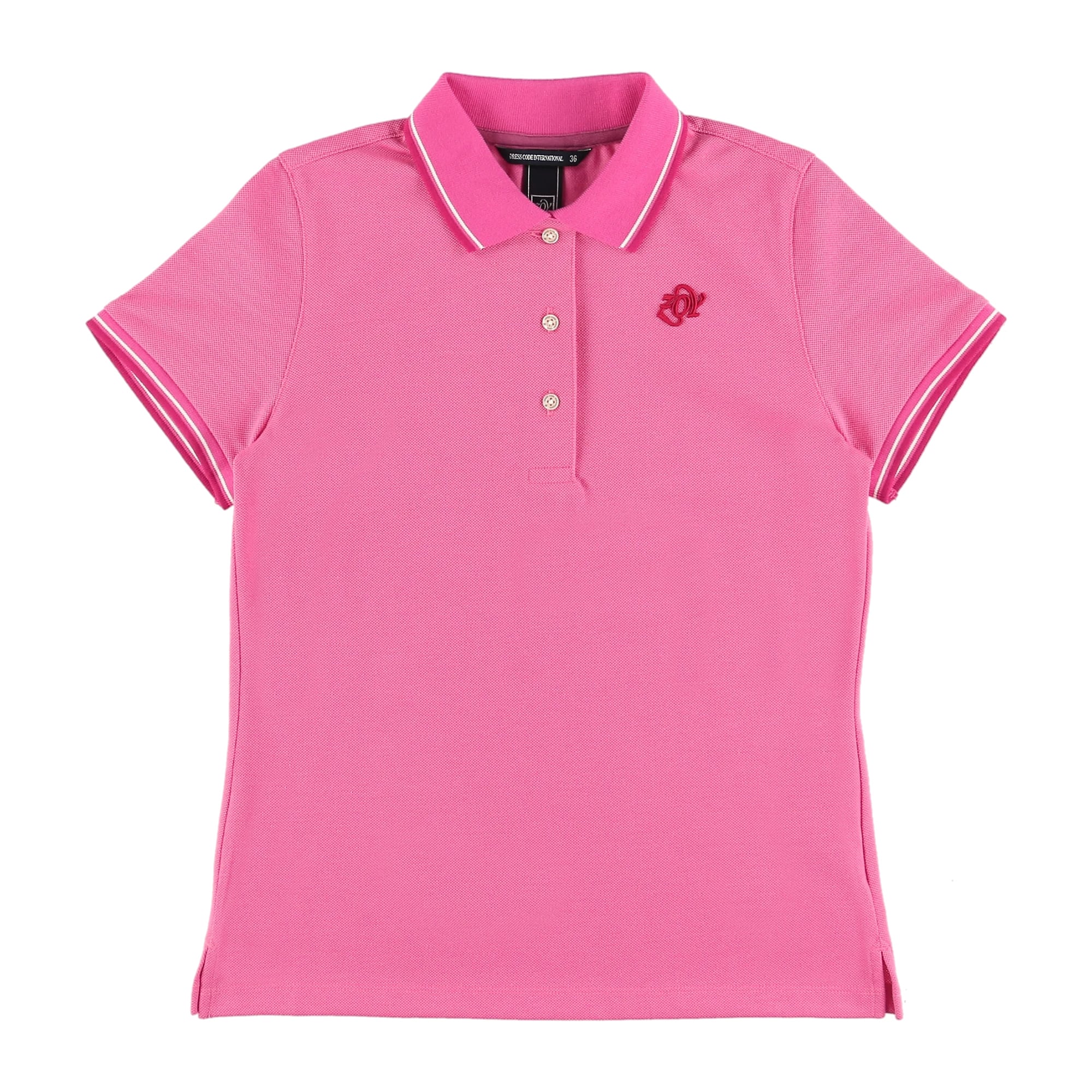 WOMEN コットン鹿の子 半袖ポロシャツ ピンク