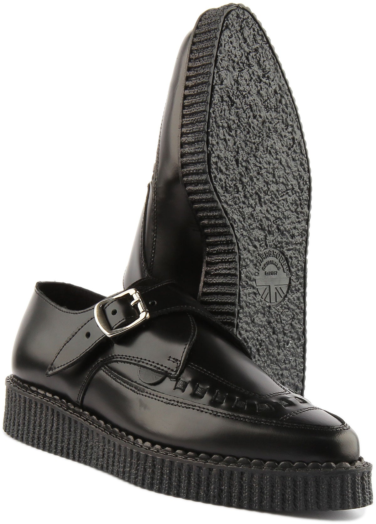 Underground Apollo Schwarz | Spitzschuh mit Monk-Schnalle und
