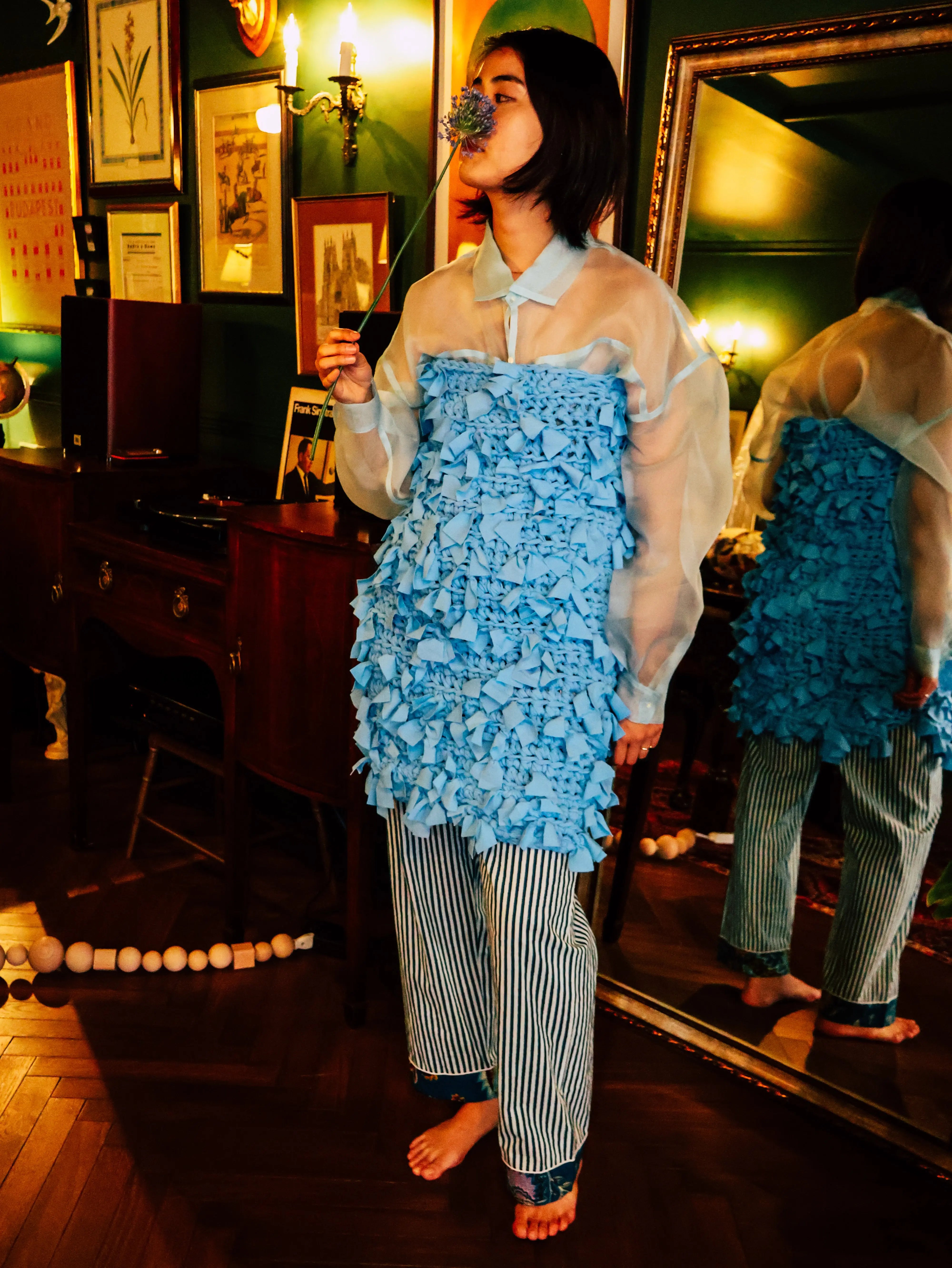 FUMIKA UCHIDA / ORGANZA OVER SHIRT / SAX - 601 | 京都ウィメンズ