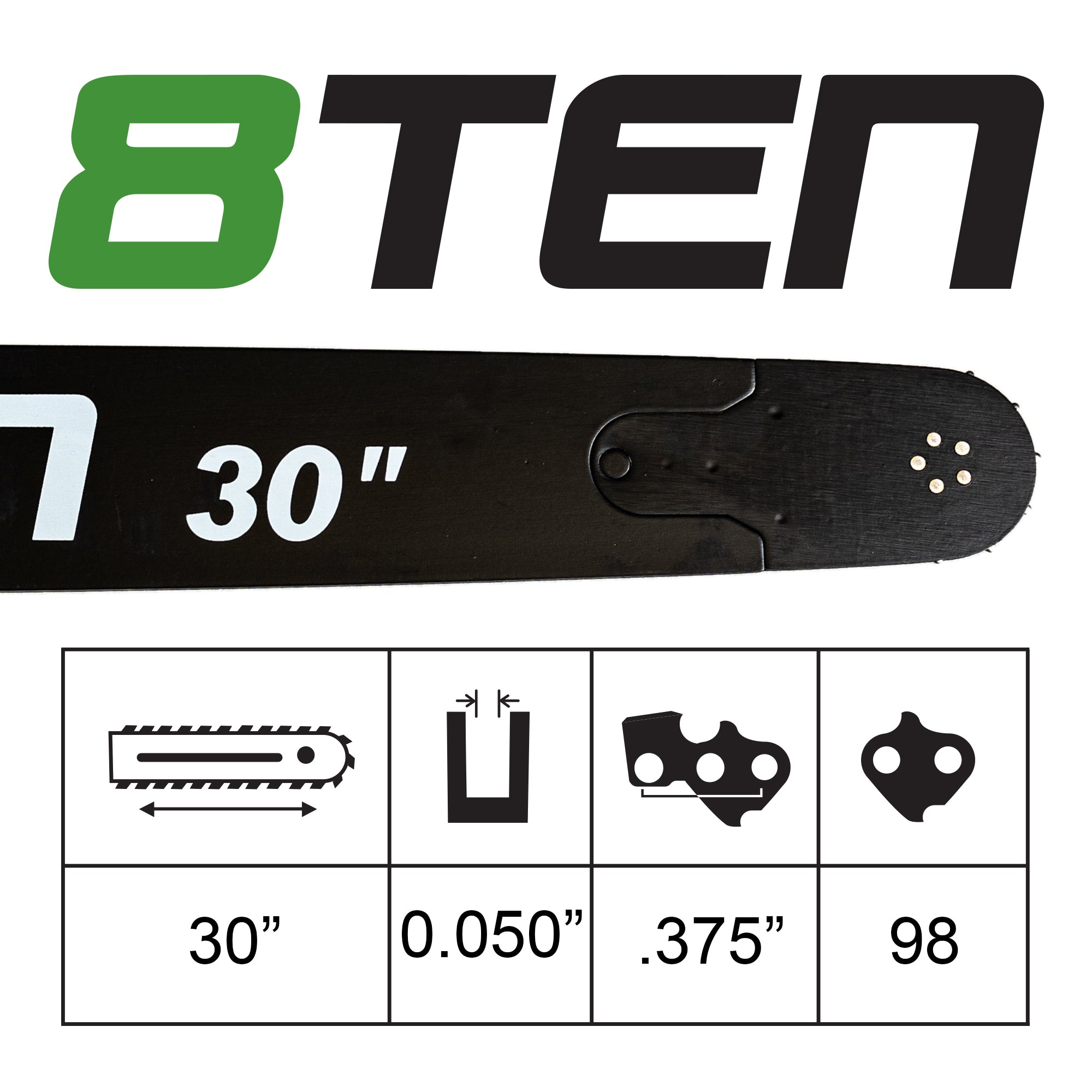 30 Inch Chainsaw Guide Bar For 300RNDD025 | 8TEN