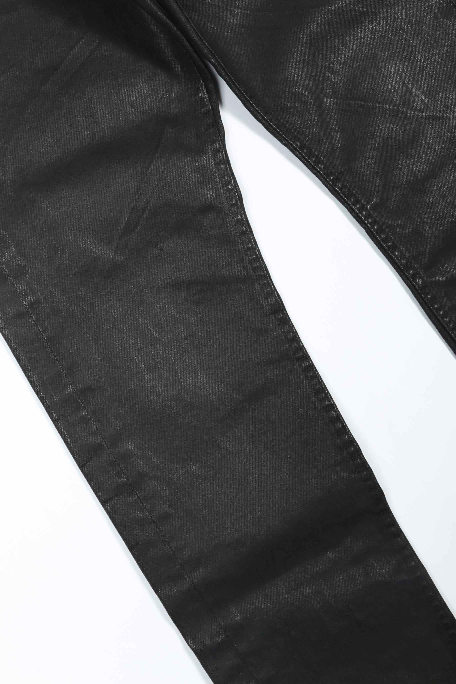 リアルブラックコーティング ストレッチ デニムパンツ BLACK