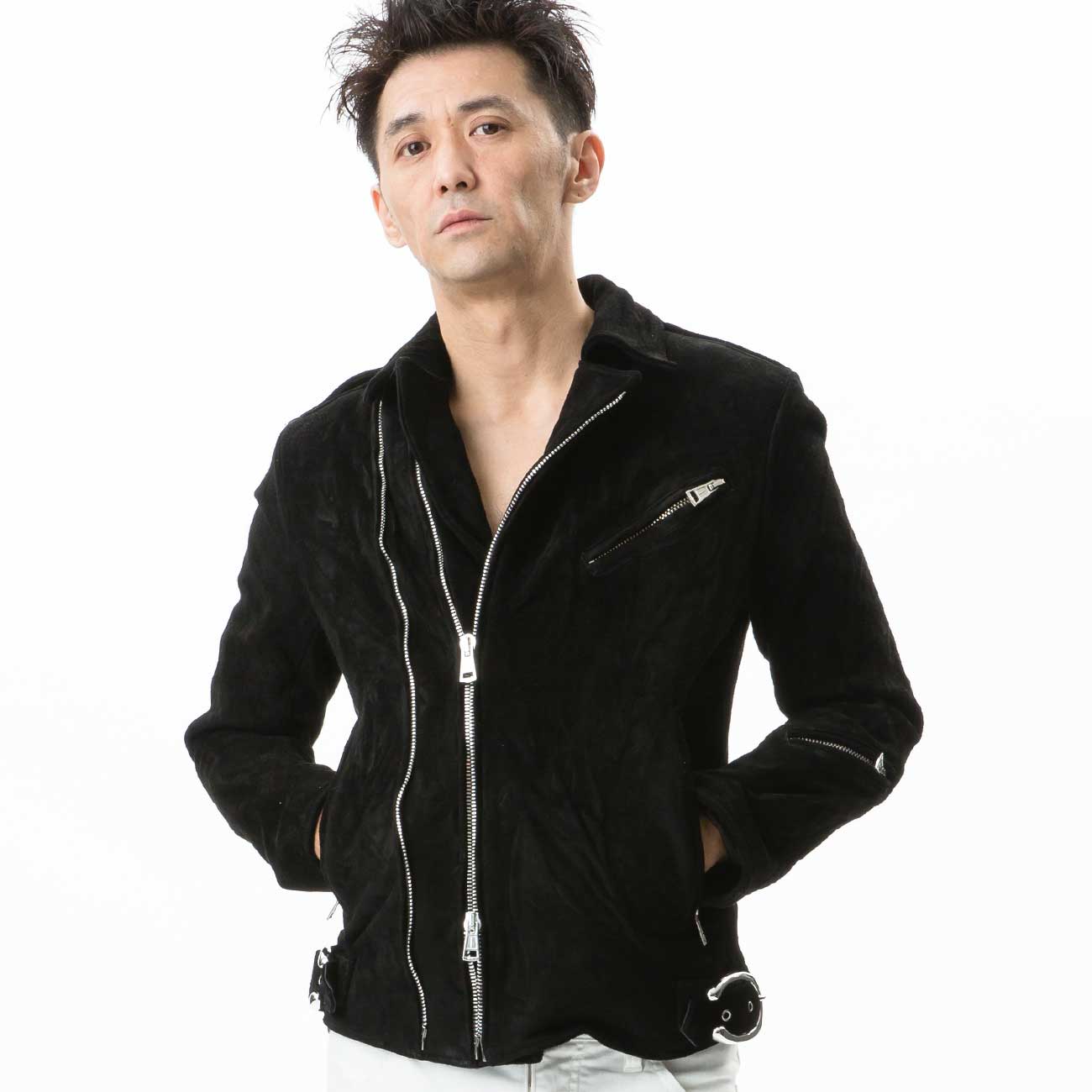 suede riders jacket [black] | 1piu1uguale3 Osaka - ウノピゥウノウ