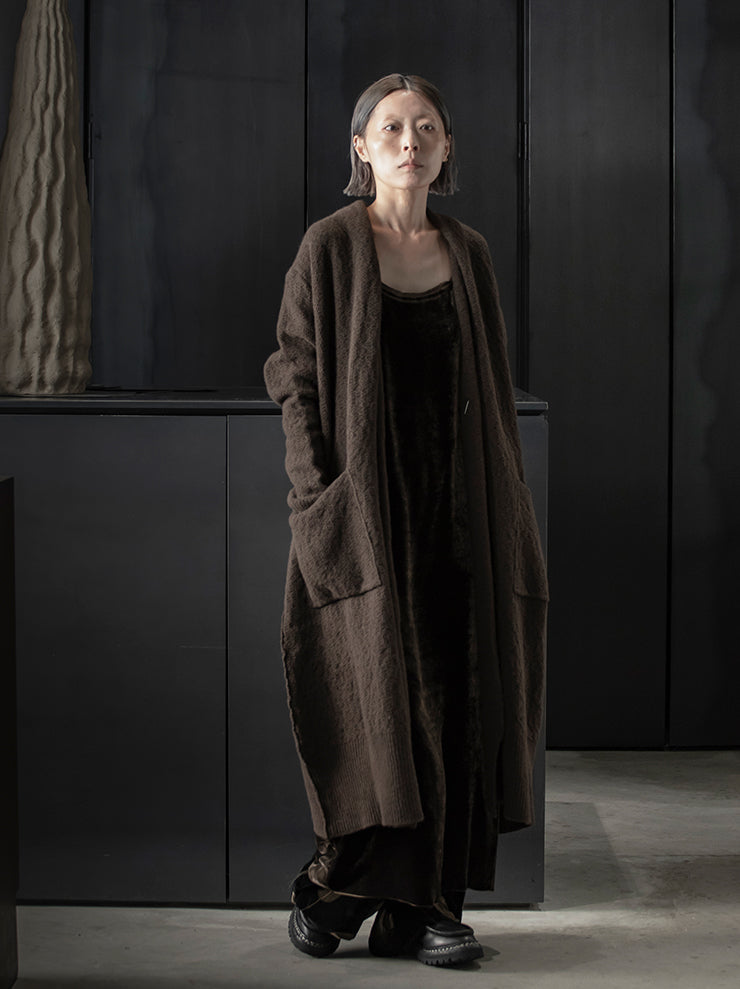 DANIEL ANDRESEN GREEN long knit cardigan / CHOCOLATE