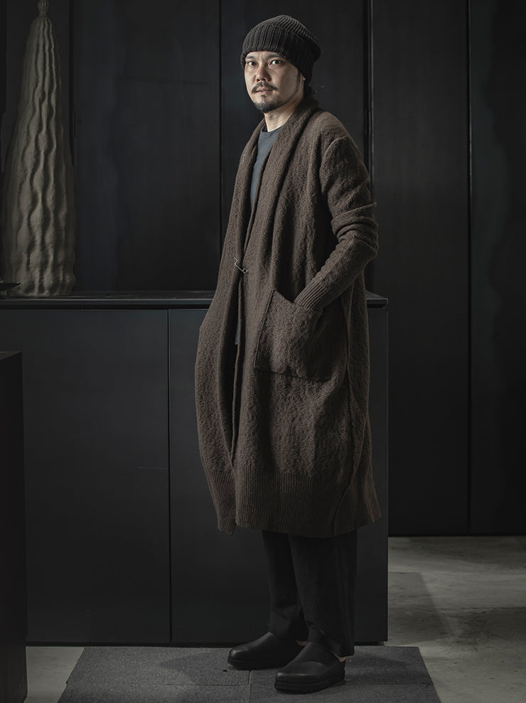 DANIEL ANDRESEN GREEN long knit cardigan / CHOCOLATE