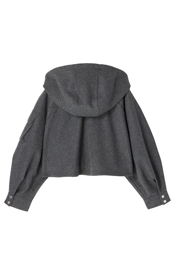 MECRE - メルトン フーディー ショート ブルゾン ブラック | 3RD[i