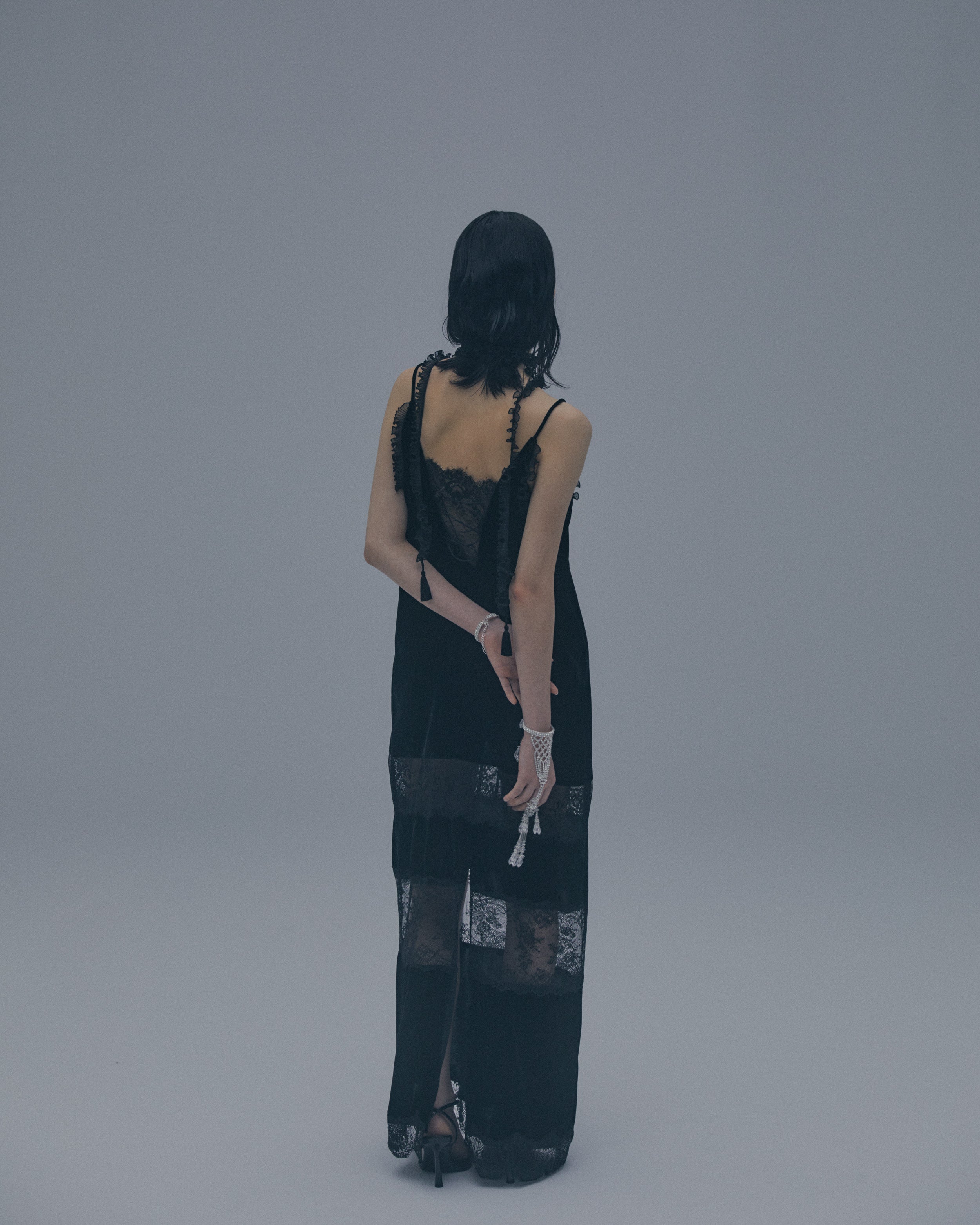 black lace velour camisole dress – tanakadaisuke