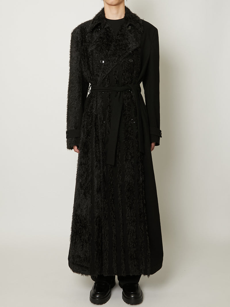 FUR TWEED DOUBLE BRESTED COAT – TAAKK