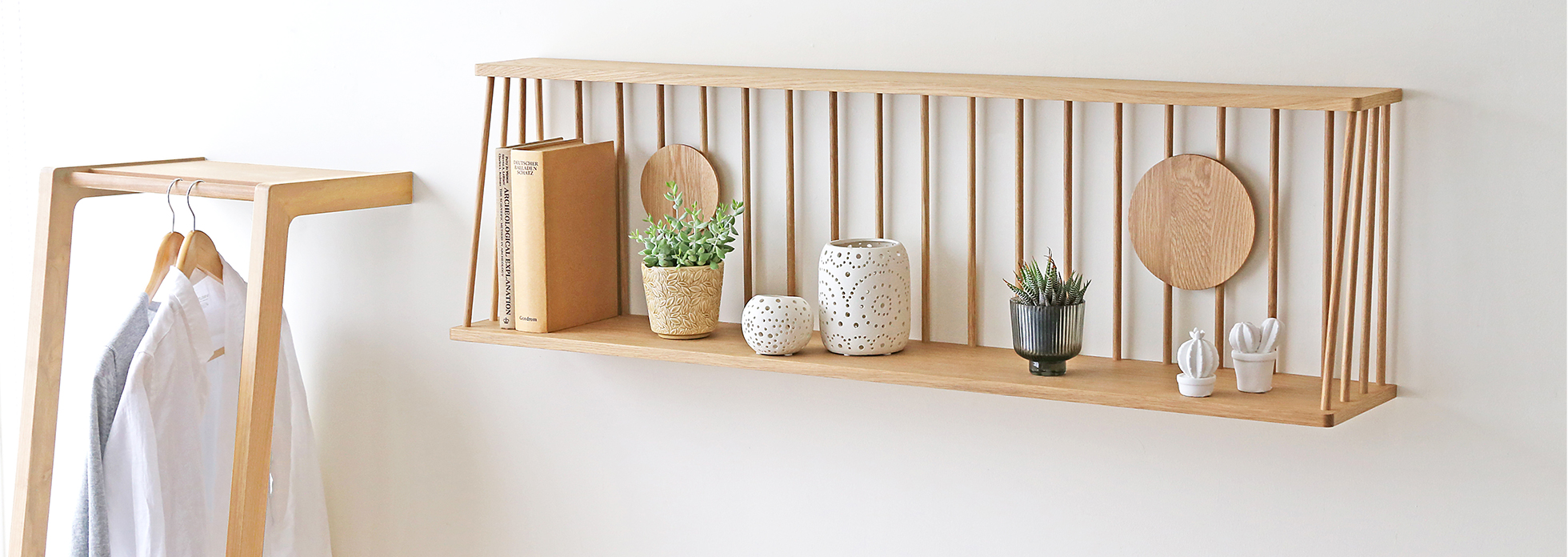 90ウォールラック WHITEOAK(W90×D20×H35cm)税込￥61,000 | 高野木工