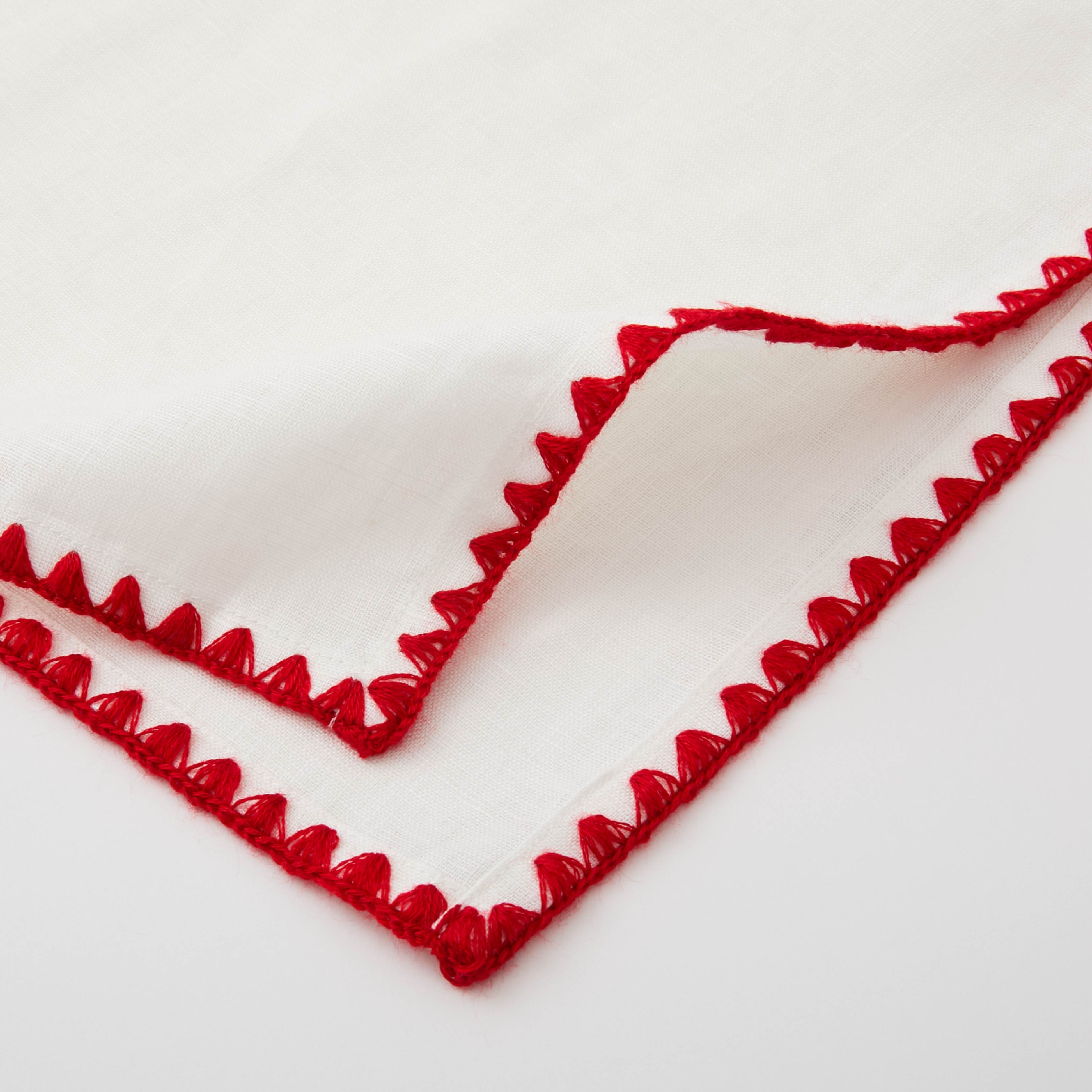 12月初旬発送】TKMK ORIGINAL LINEN APRON / WHITE×RED
