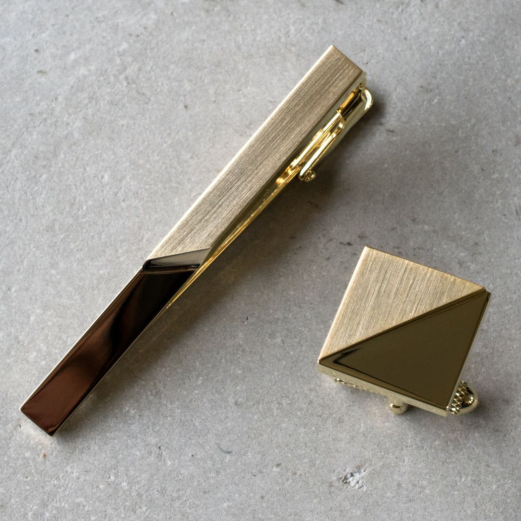 14k カフス タイタック金属製カフリンクス 4g チェーン付き