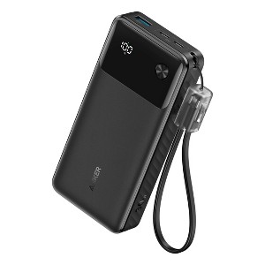 Anker 20000mAh 30W Power Bank - Black: USB-C & USB Ports, Built-In