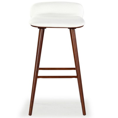 Tazmyn Linen Counter Stool - SFV4158 - White/Walnut - Safavieh