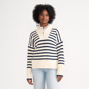 Lands' End Women's Drifter Cotton Quarter Zip Pullover Sweater