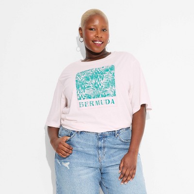 Women's Bermuda Oversized Short Sleeve Graphic T-Shirt - Pink : Target