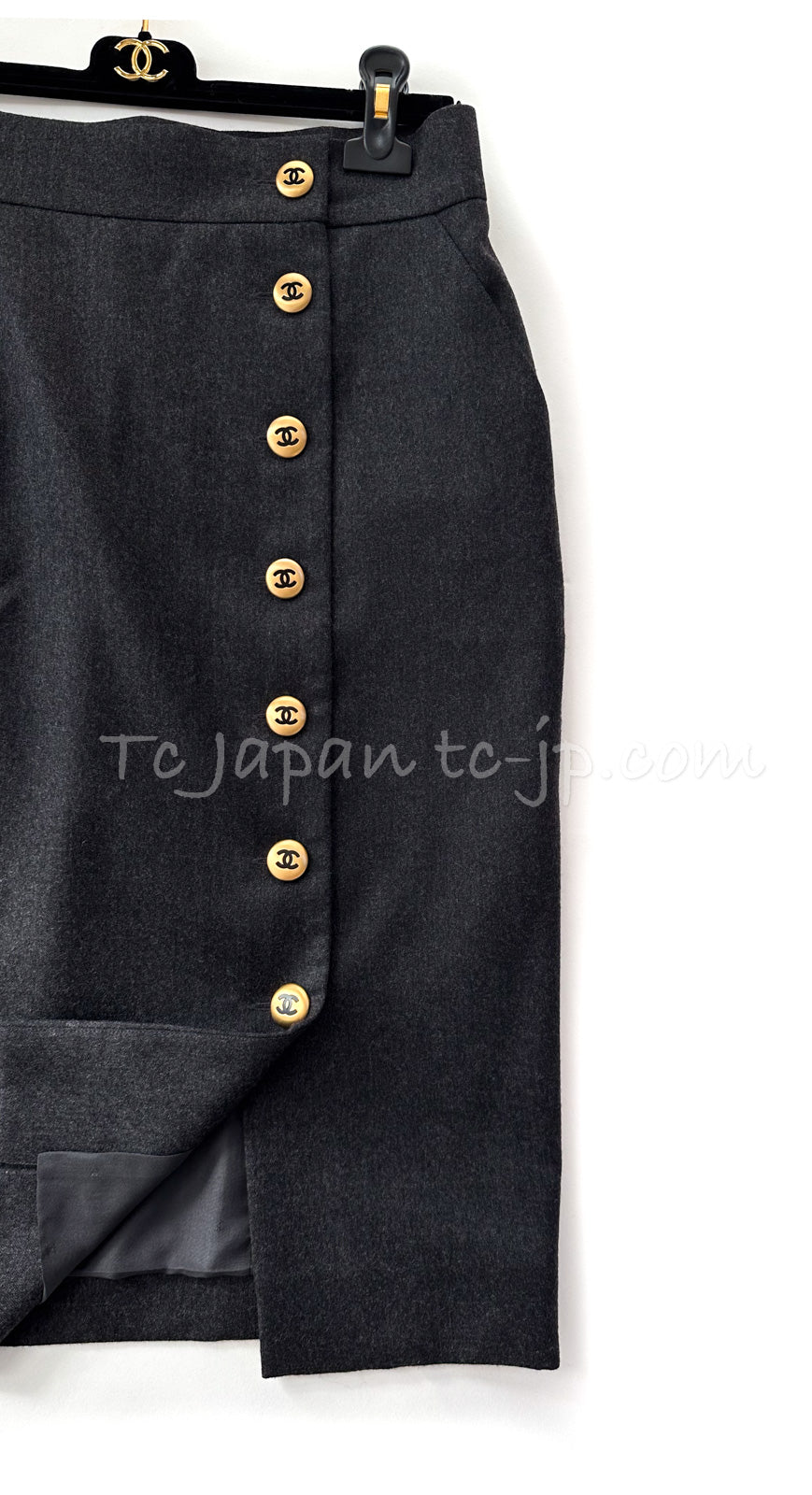 シャネル スカート CHANEL ヴィンテージ 貴重 チャコール グレー