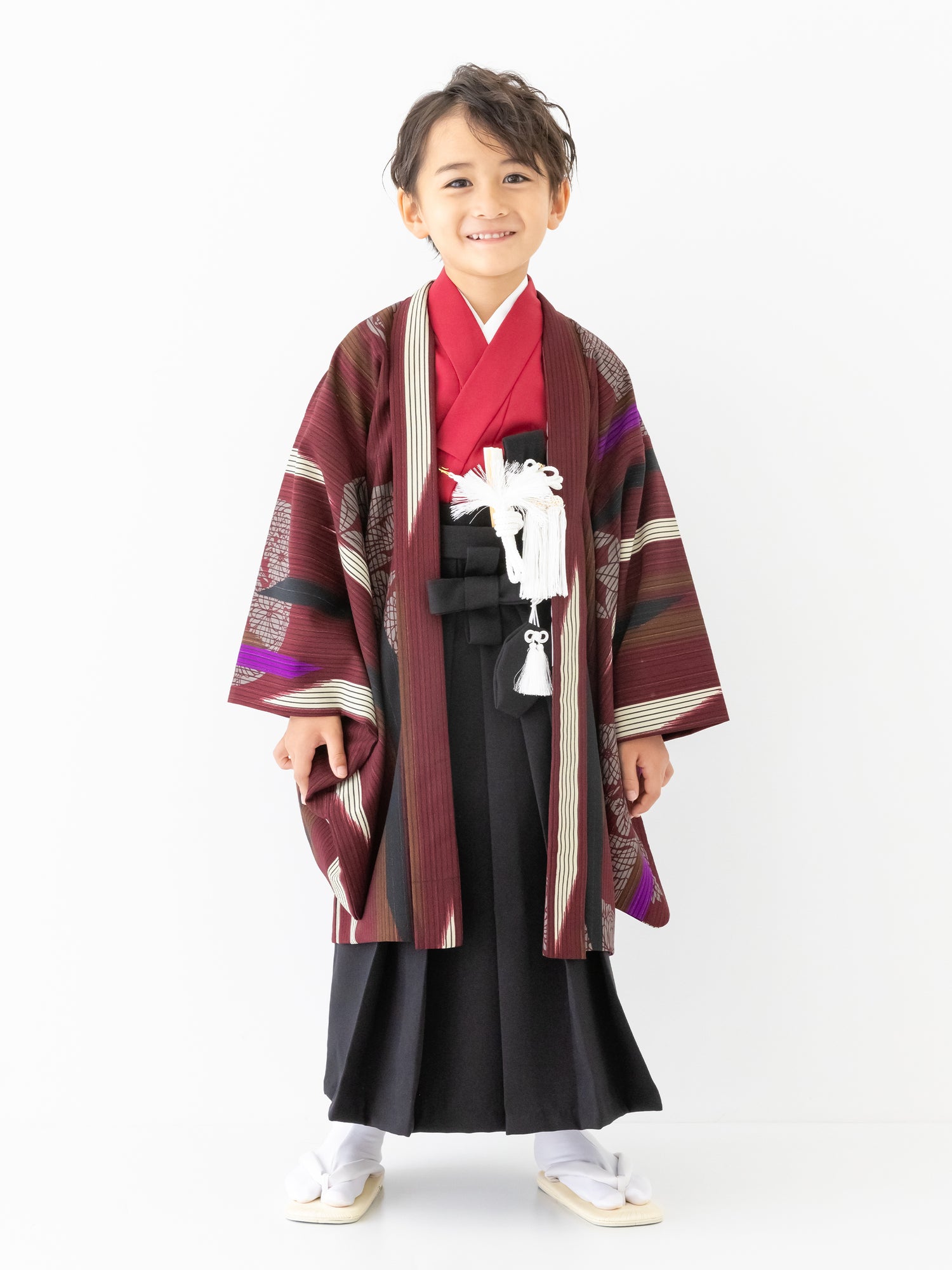 S0504 矢絣に家紋/赤 | 七五三着物レンタル | tententen – tententen