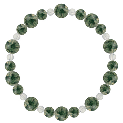 苔色 | モスアゲート・水晶（クォーツ） 鳳凰(8mm)ブレスレット