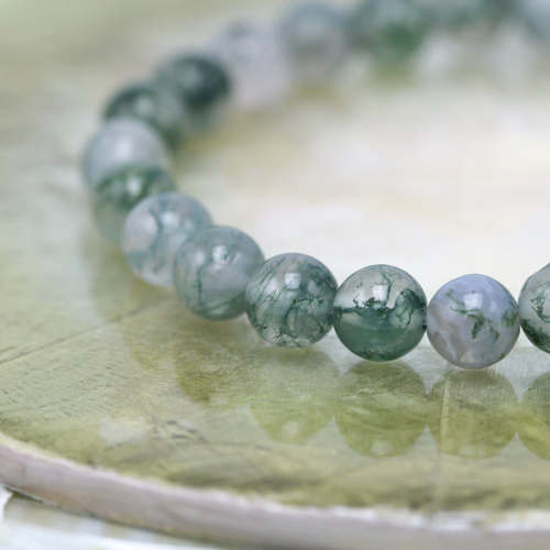 苔色 | モスアゲート・水晶（クォーツ） 鳳凰(8mm)ブレスレット