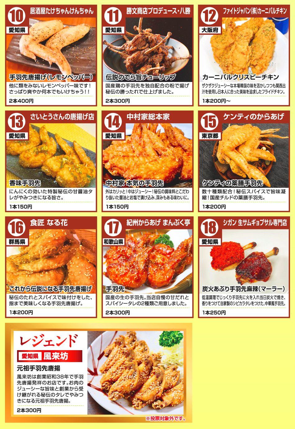 第11回出店店舗(2025) | 手羽先サミット®︎ | 手羽先唐揚げの発祥地