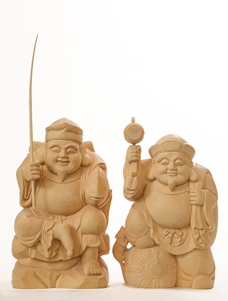 恵比寿大黒｜木彫像ki-1301（zo-32） | 津山銘木有馬店