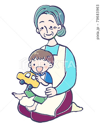 おばあちゃんと孫の男の子のイラストのイラスト素材 [79683963] - PIXTA