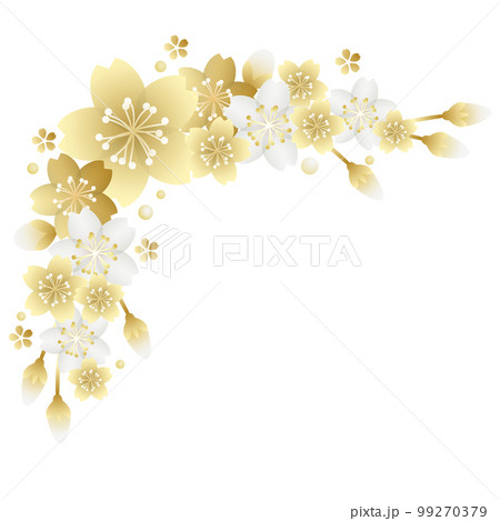 白と金の桜コーナーフレームのイラスト素材 [99270379] - PIXTA
