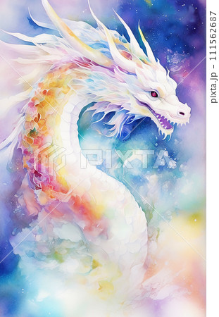 釣*主様 「 未来を切り開く虹龍 」｜絵画 原画 抽象画 絵 動物画