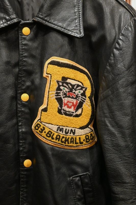 USED 80S カナダ製 オールレザー スタジャン(Black*Yellow) サイズ表記