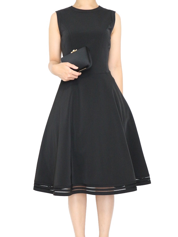 FOXEY newyorkフォクシーニューヨークサテンブラックワンピースフリル