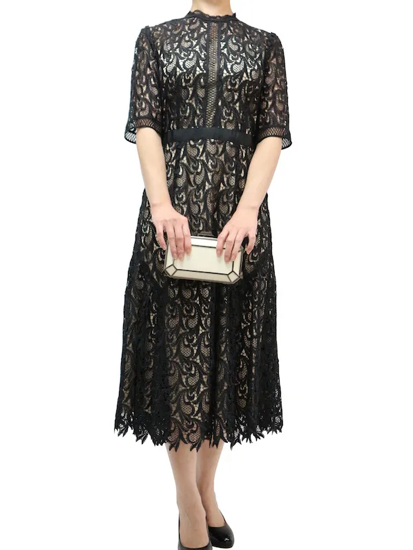 CELFORD（セルフォード） リーフレースドレス（ブラック/サイズ38