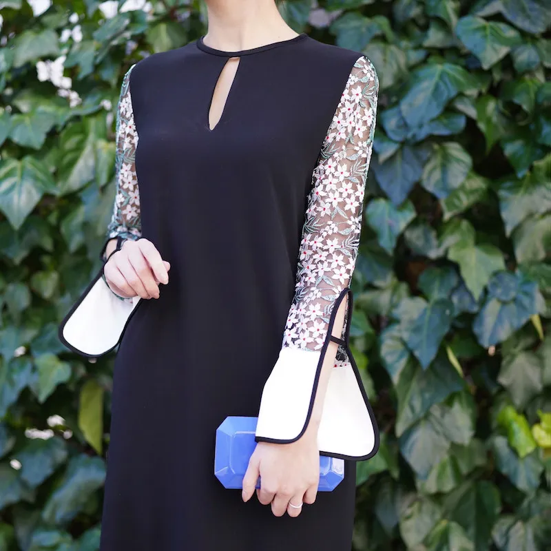 Mame Kurogouchi（マメ クロゴウチ） フローラルレーススリーブドレス