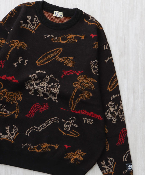 WEB / FLAG SHOP限定】ALOHA JQ KNIT CREW NECK / クルーネックニット