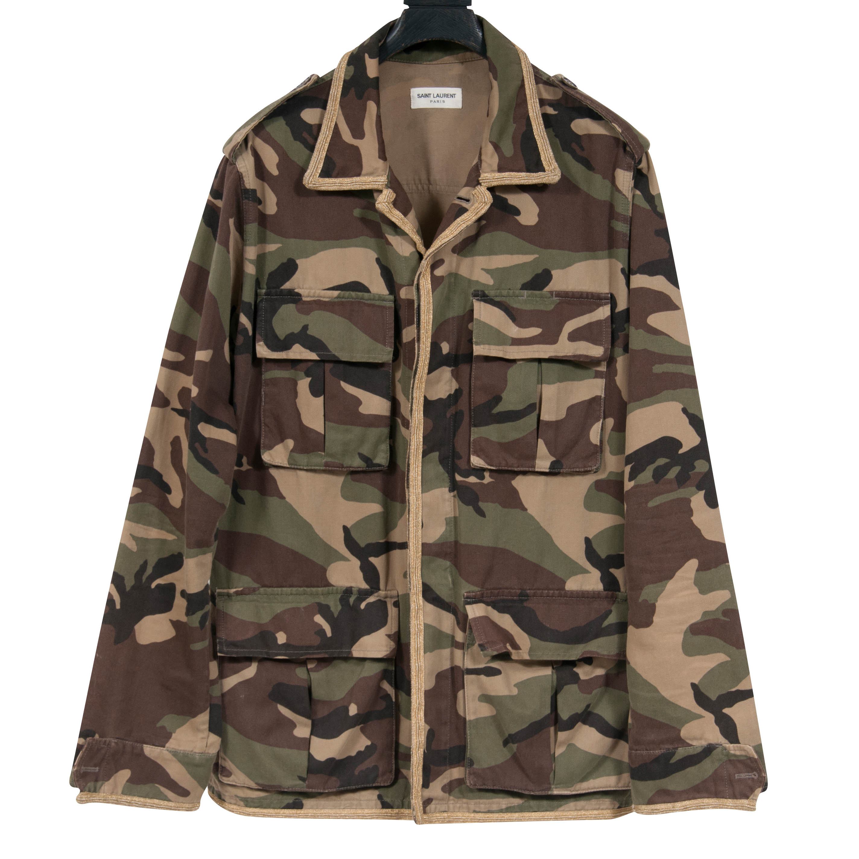 Saint Laurent Men's Fw15 Gold Trimmed M65 Military Camo Field