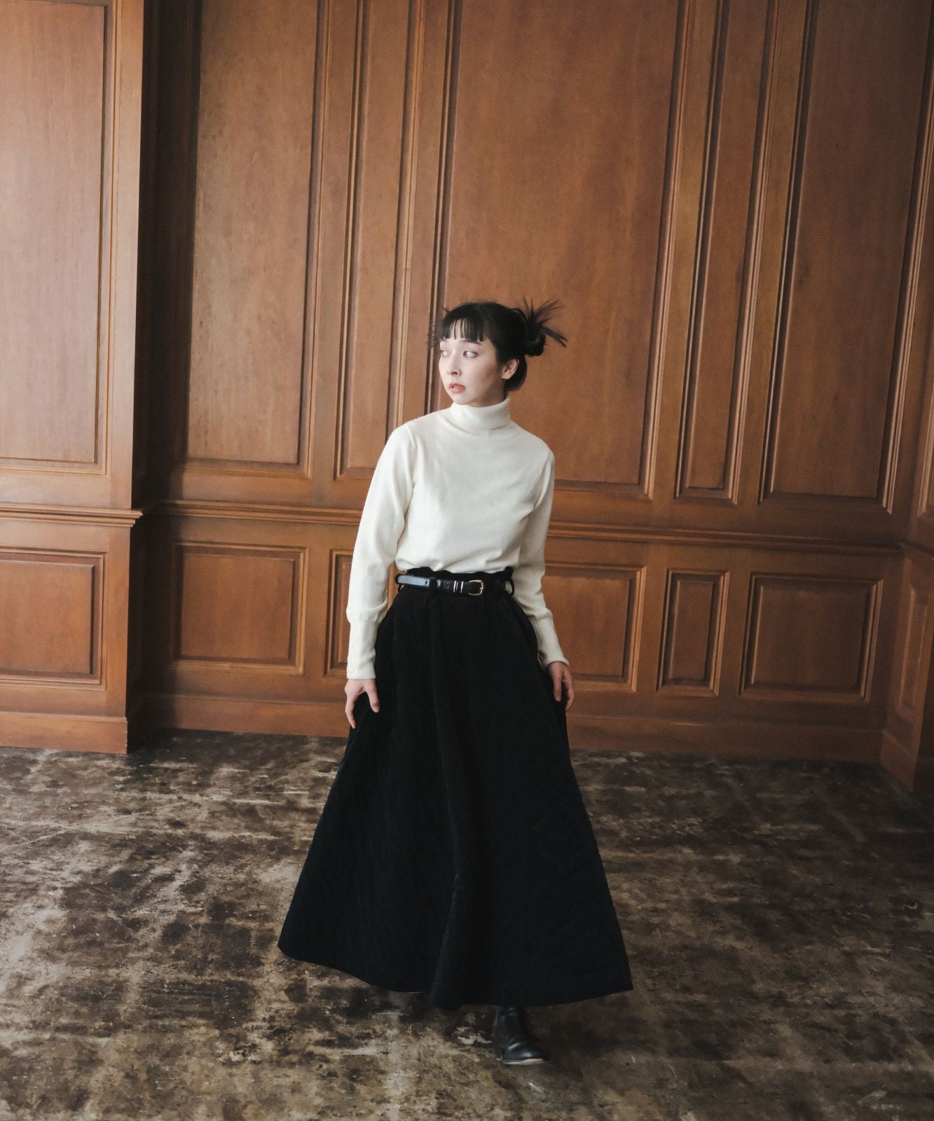 ≪通常販売≫velvet quilting super flare skirt （ベルベット