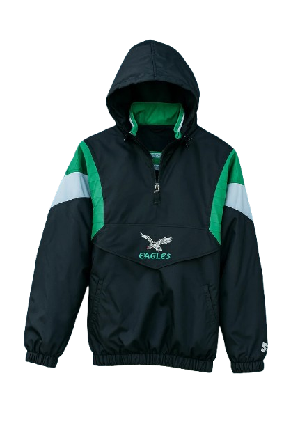 Eagles Starter Jacket Black | Philadelphia Eagles Half Zip Jacket