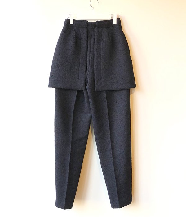 FUMIKA_UCHIDA/BOUCLE MINI-SKIRT ON SLACKS(NAVYBLACK/silver)
