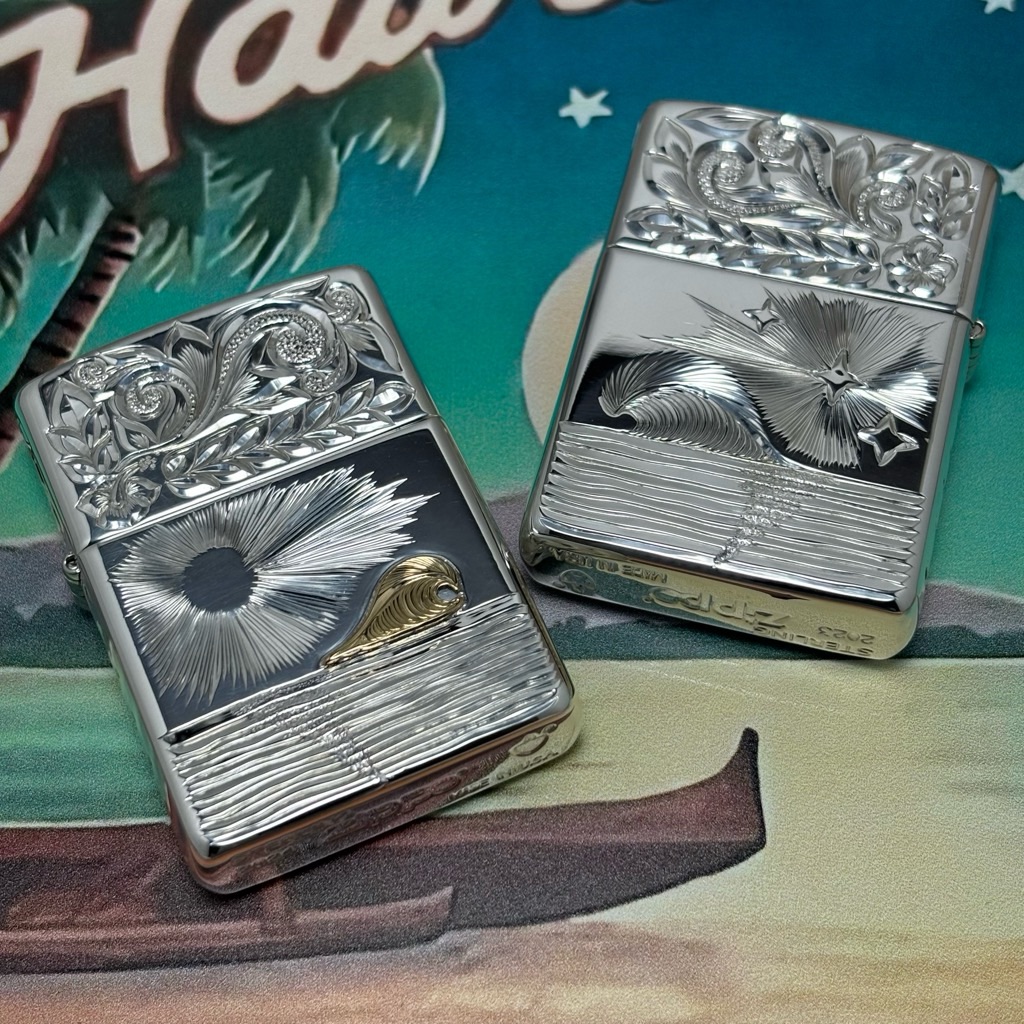 総手彫りスターリングシルバーZippo（アーマータイプ・K18モチーフ