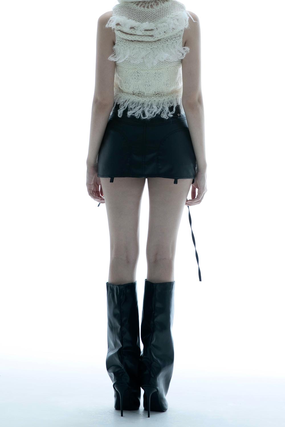 THEREDTHREAD / ザレッドスレッド】S lace up skirt leather