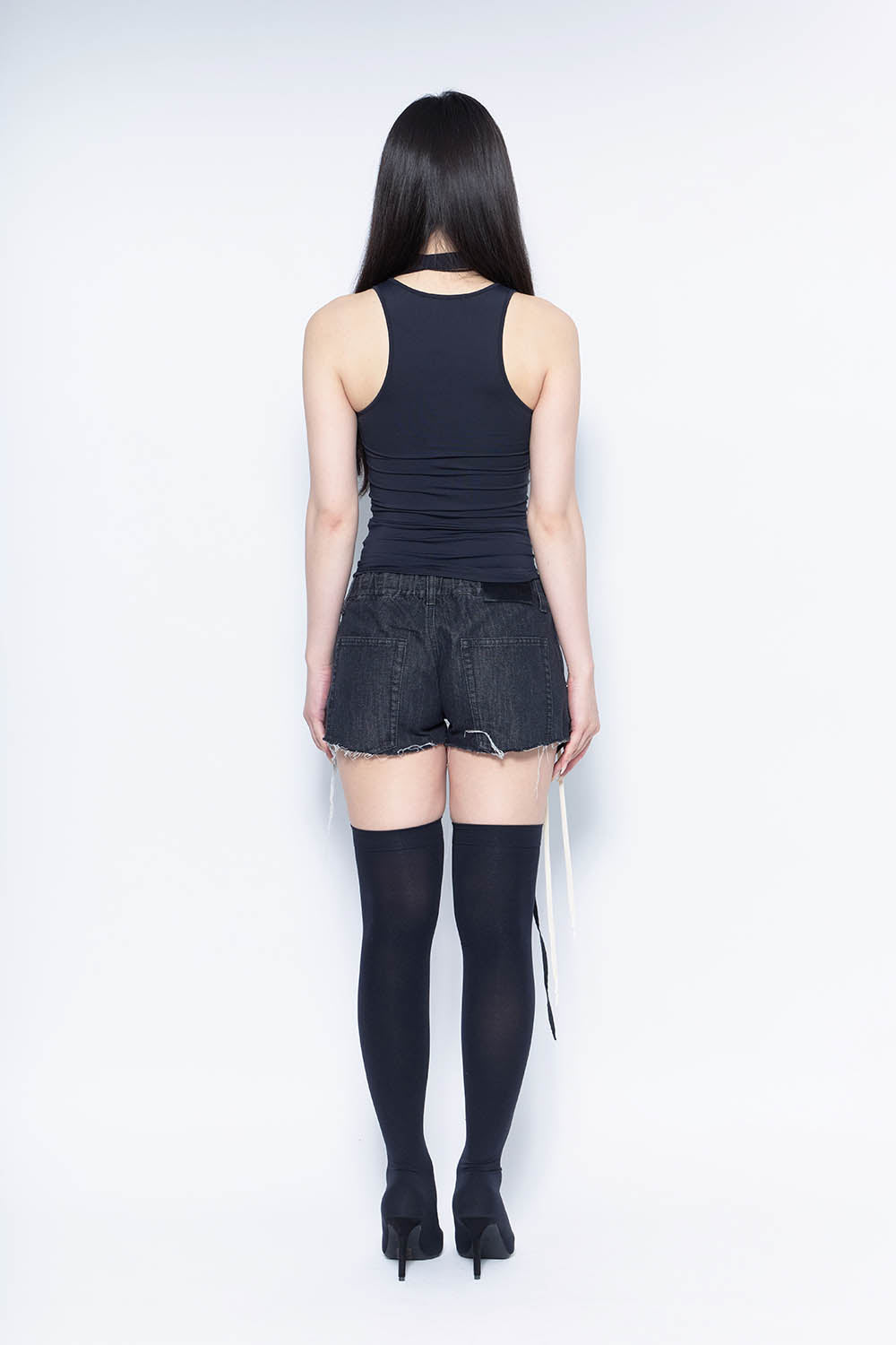 THEREDTHREAD / ザレッドスレッド】S garter denim shorts