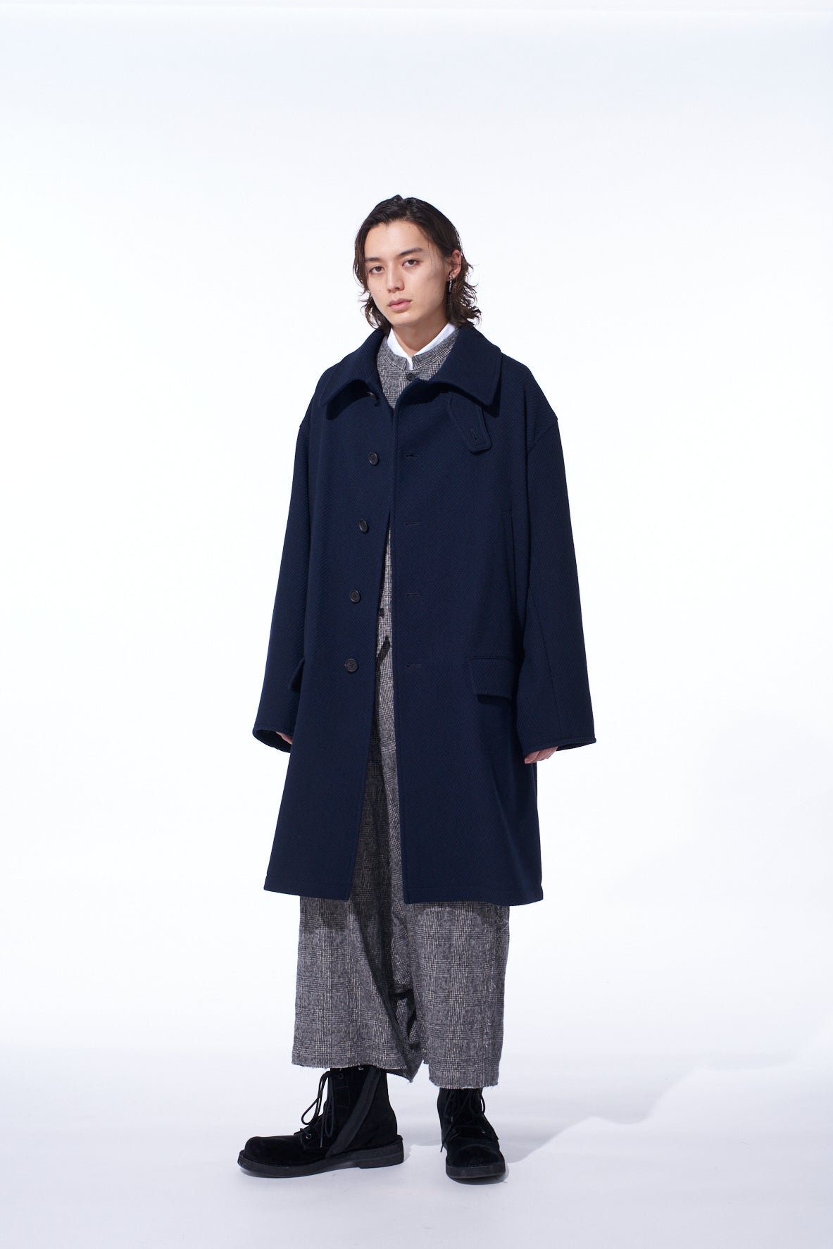 4/24 KERSEY OVERSIZED STAND COLLAR COAT – THE SHOP YOHJI YAMAMOTO