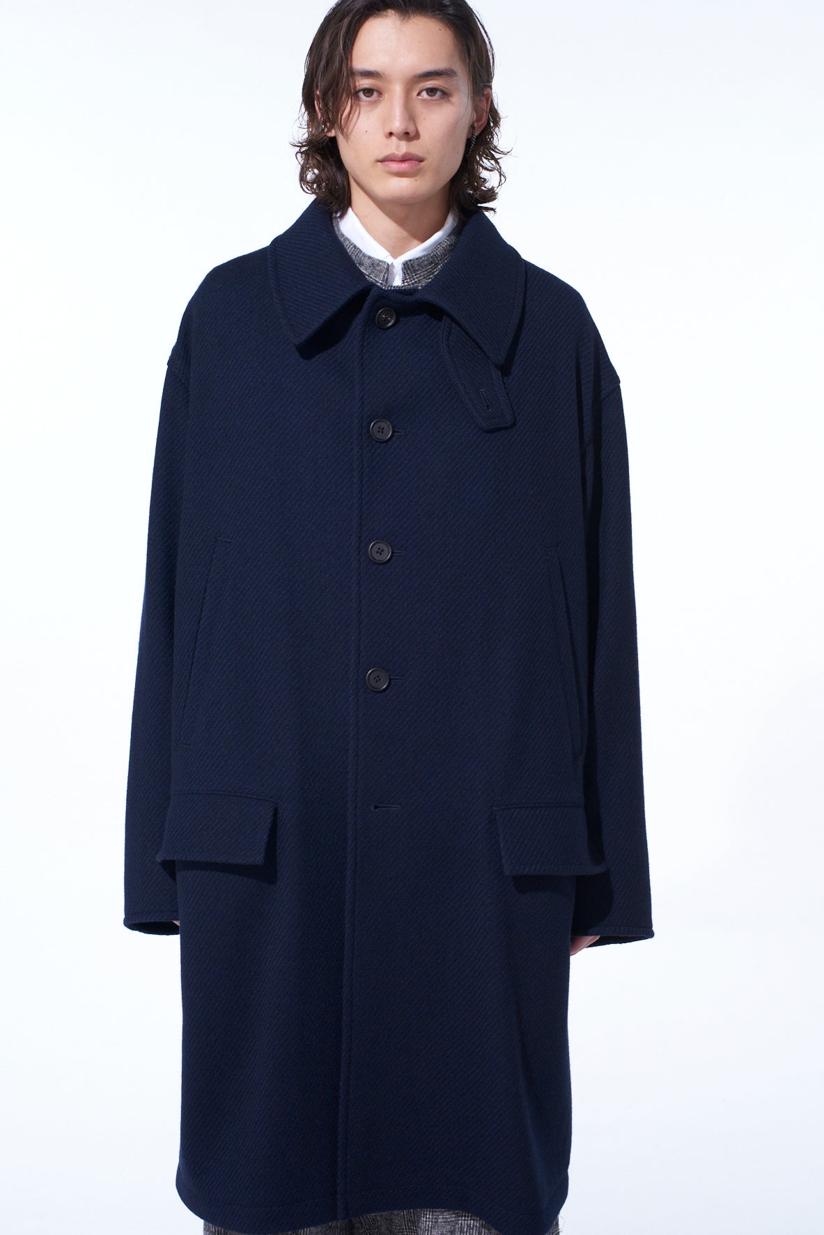 4/24 KERSEY OVERSIZED STAND COLLAR COAT – THE SHOP YOHJI YAMAMOTO